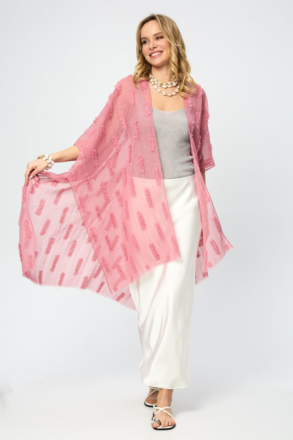 Textured Ruana - Pink