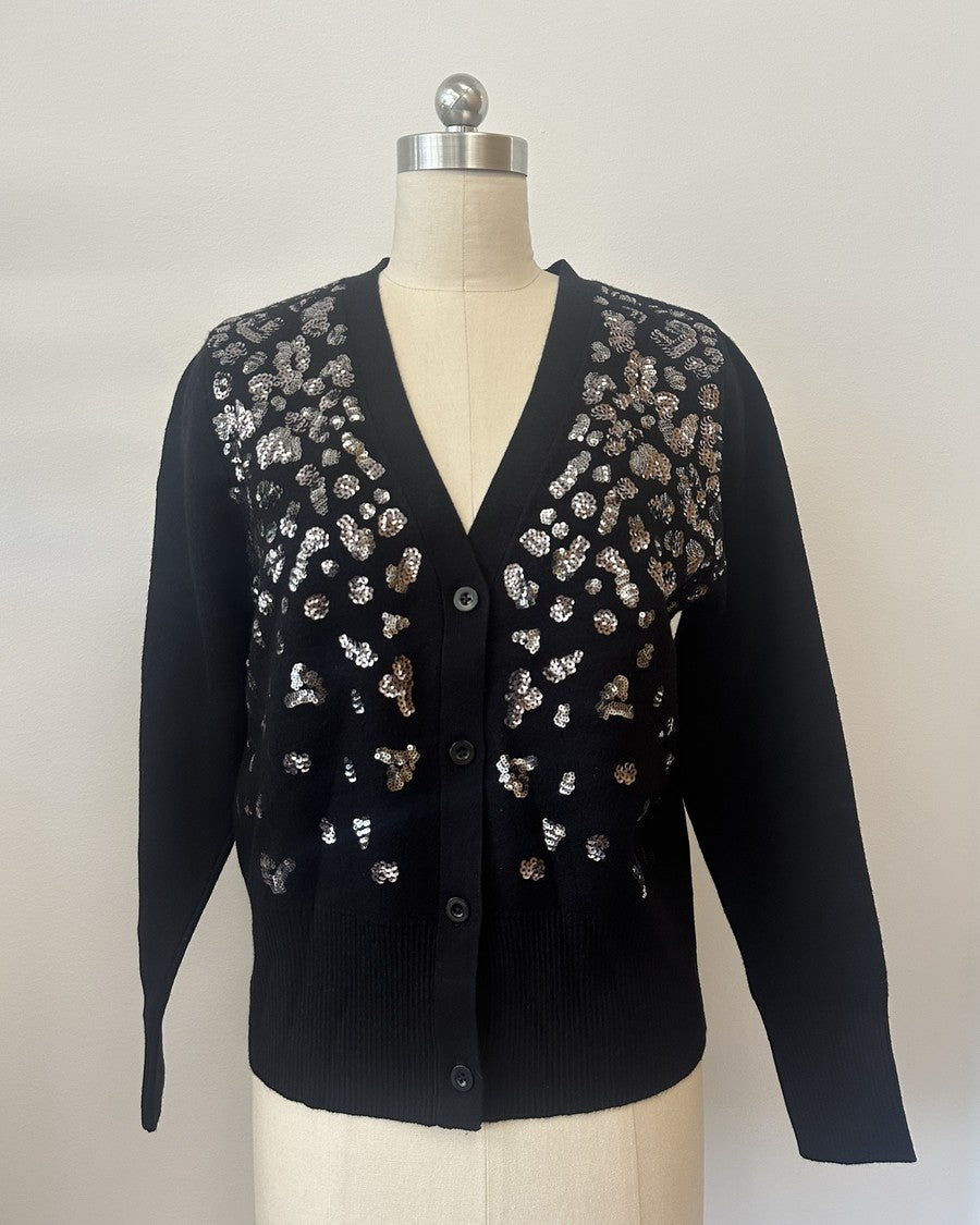 Deco Drip Sparkle Cardigan - Black