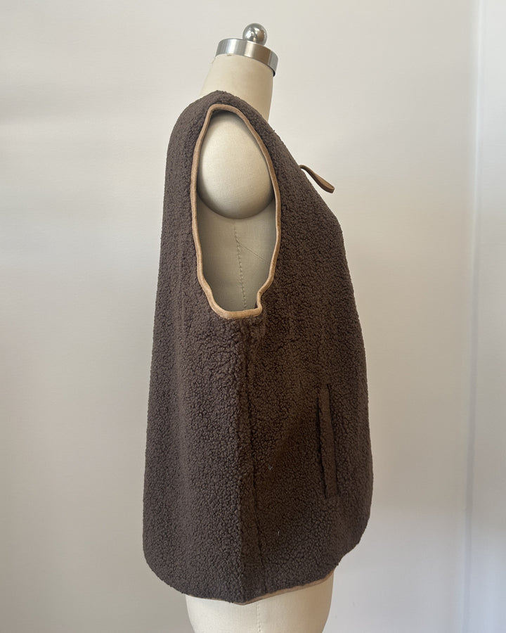 Vest Fleece Vegan Trim - Brown