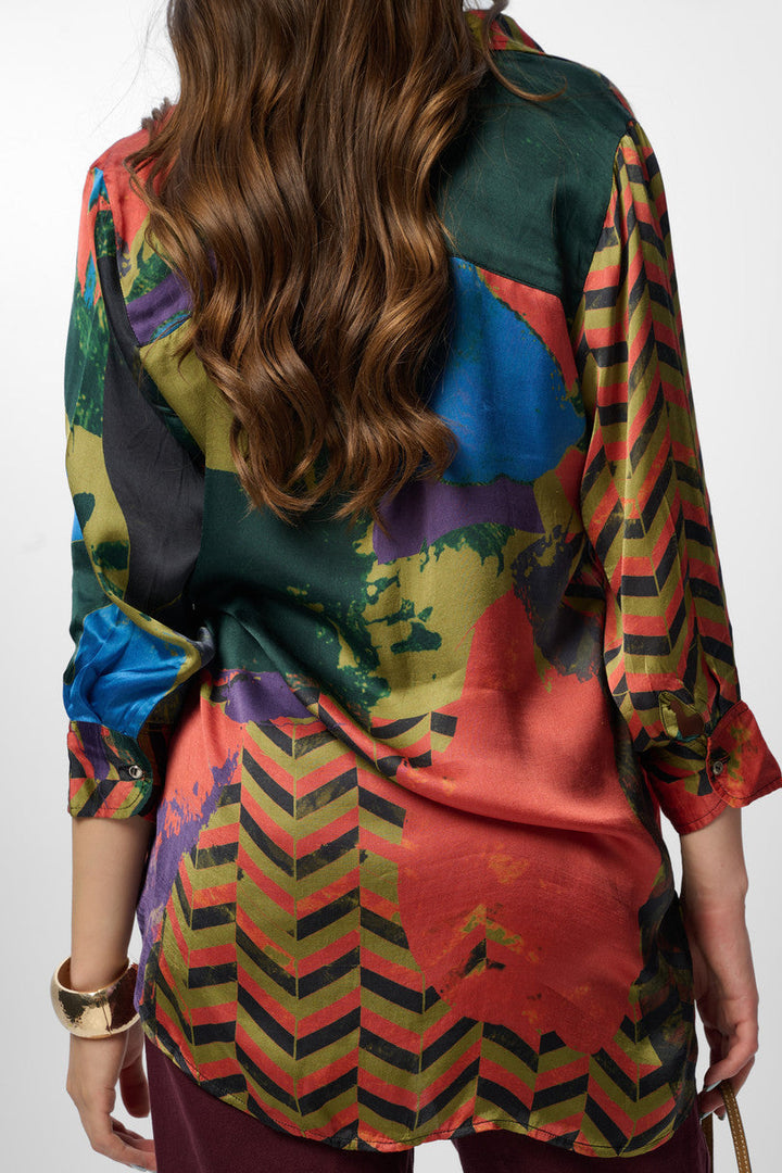 Satin Abstract Geometric Shirt (Pack of 9)