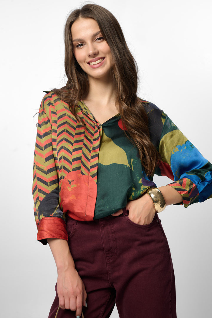 Satin Abstract Geometric Shirt (Pack of 9)