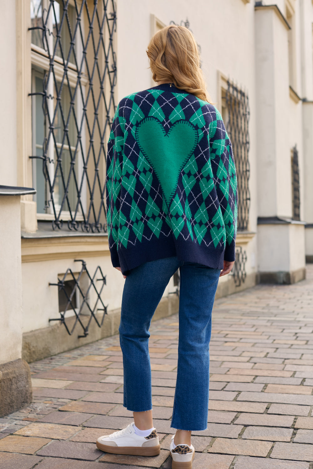 Grandpa Heart Cardigan - Blue Green