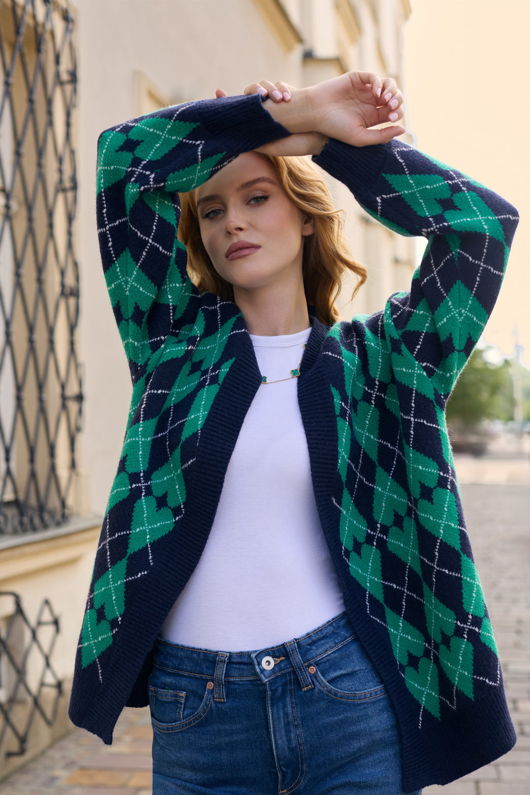 Grandpa Heart Cardigan - Blue Green