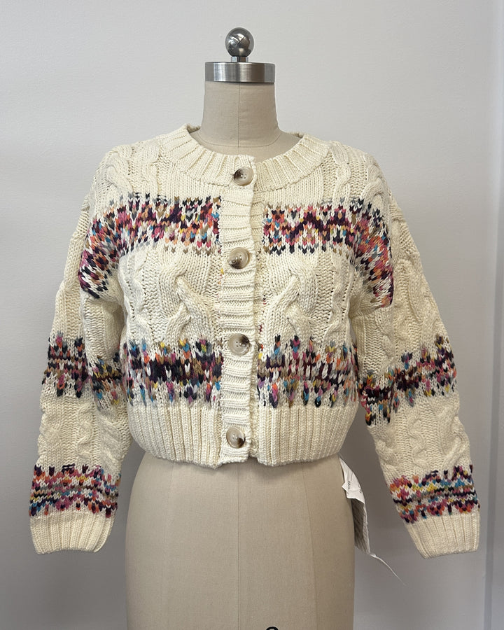 Fair Isle Cable Knit Cardigan