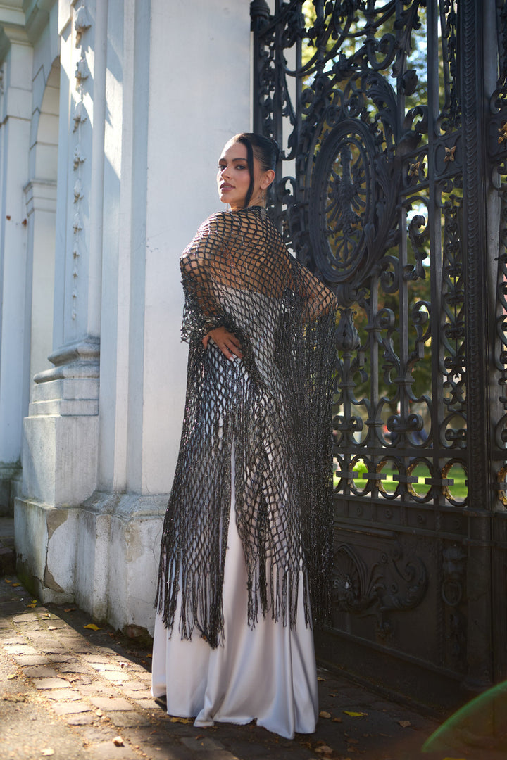 Metallic Crochet Fringe Kimono
