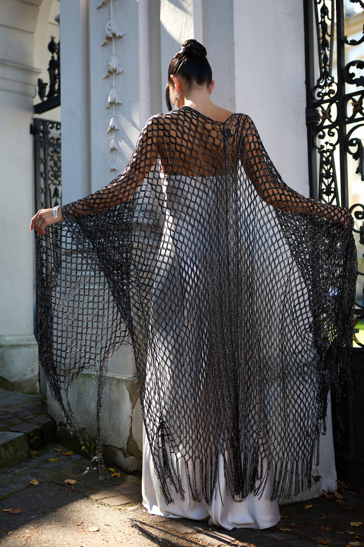 Metallic Crochet Fringe Kimono