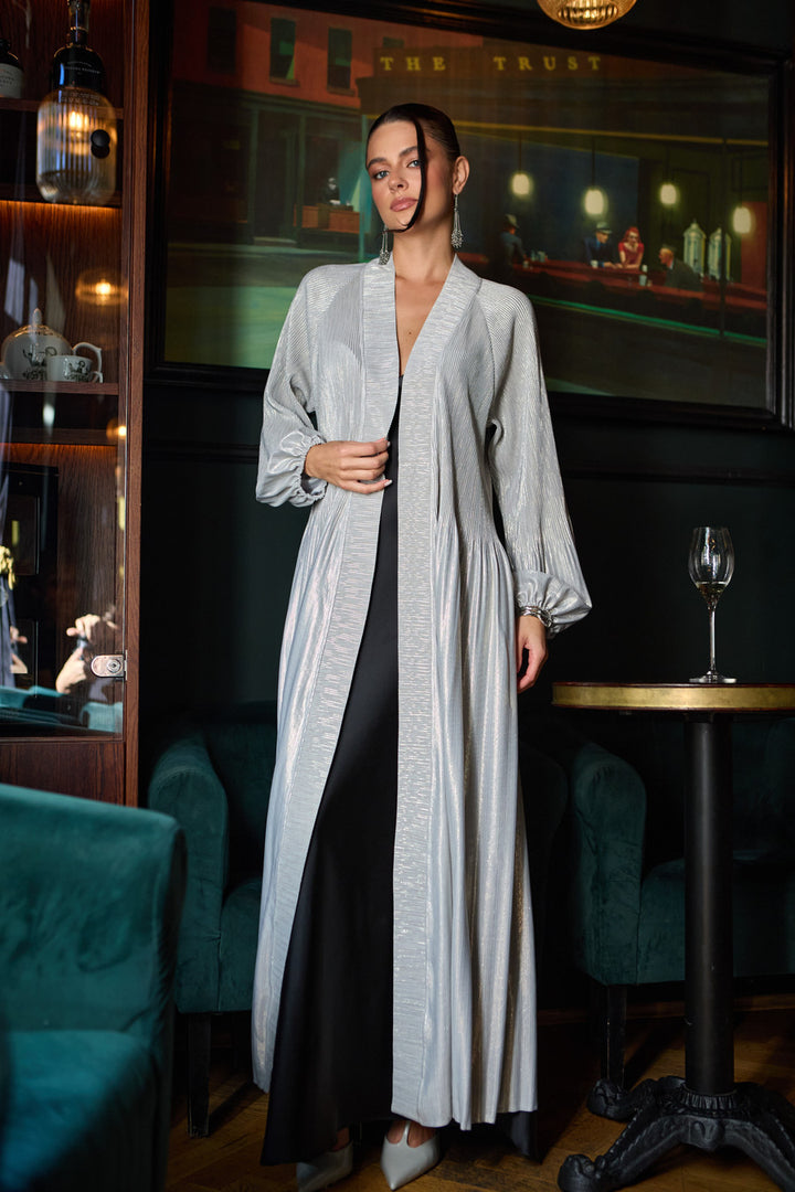 Metallic Pleated Duster