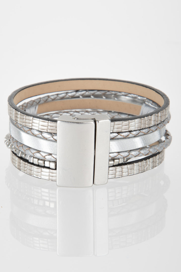 Natural Stones and Chain Leather Bracelet