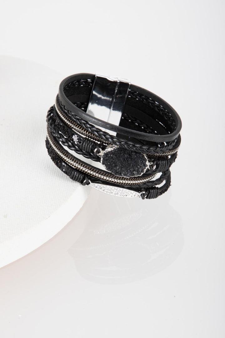 Faux Suede Sparkling Druzy Bracelet
