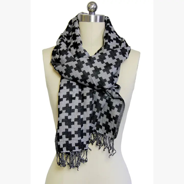 Houndstooth Print Scarf