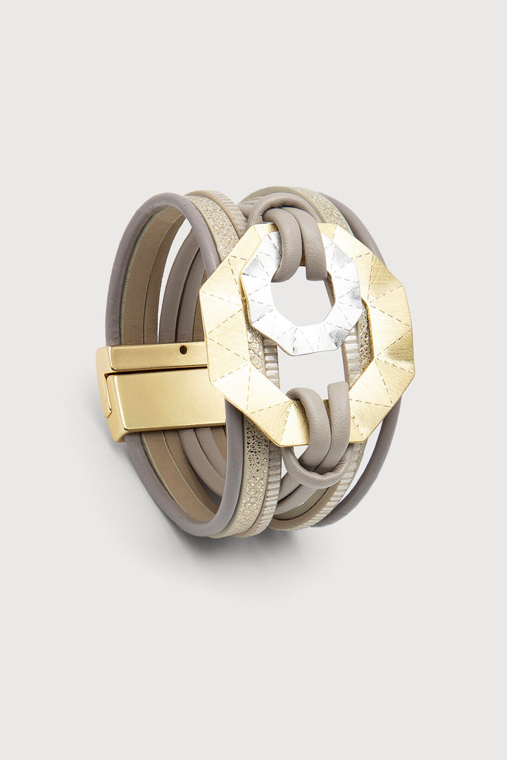 Double Octagonal Leather Bracelet