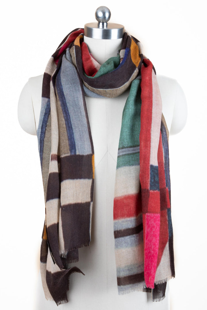 Watercolor Striped Wool Scarf