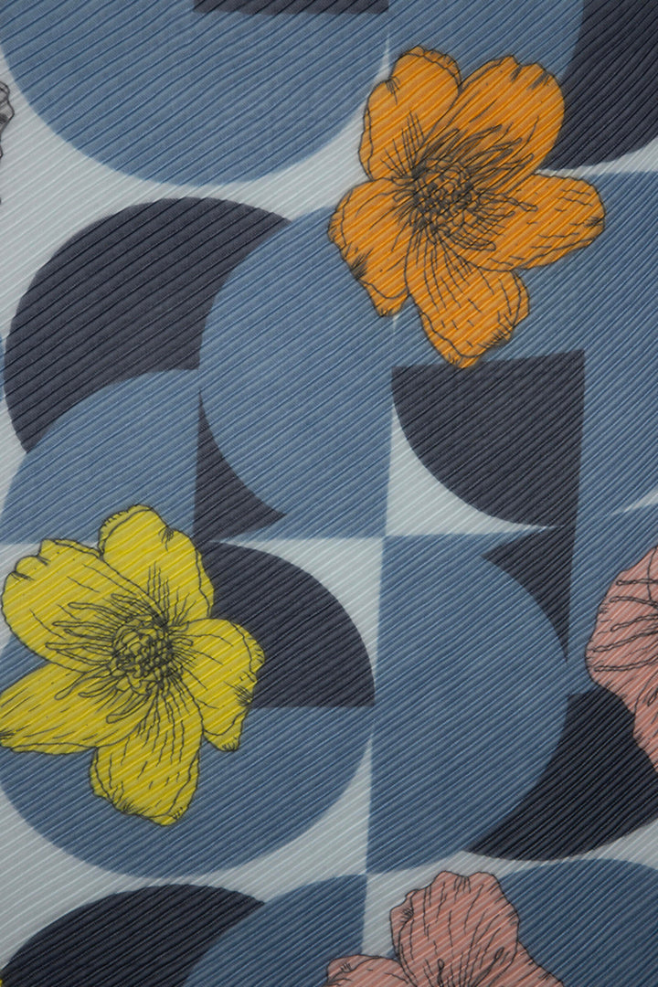 Pleated Floral Geo Scarf