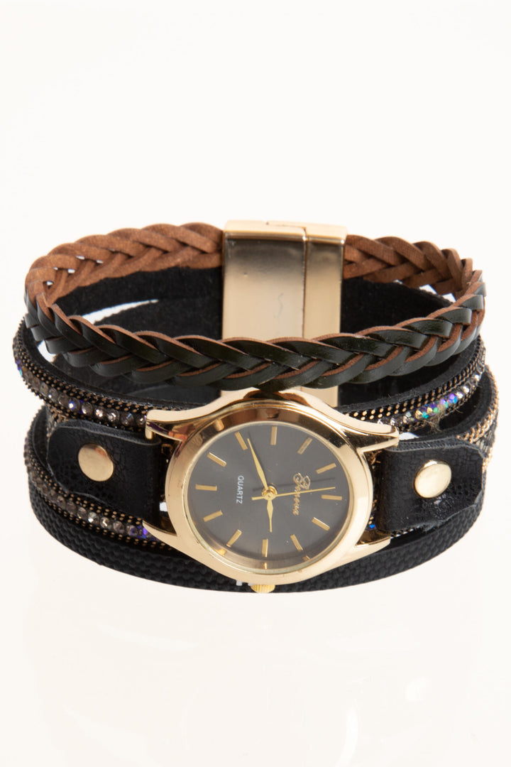 Braided Vegan Leather Bracelet Watch