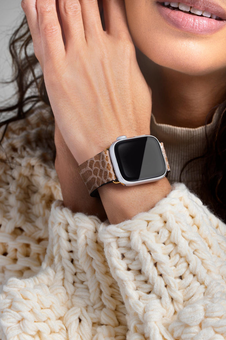 Snakeprint Embossed Leather Apple Watch Band