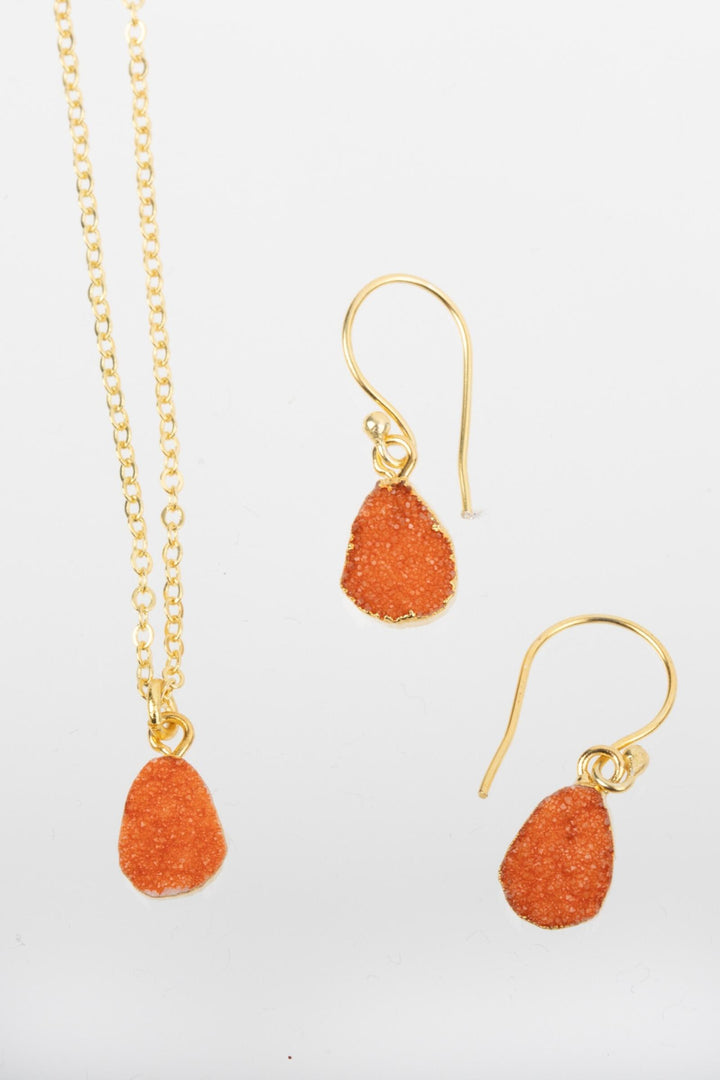 Mini Druzy Earring and Necklace Set