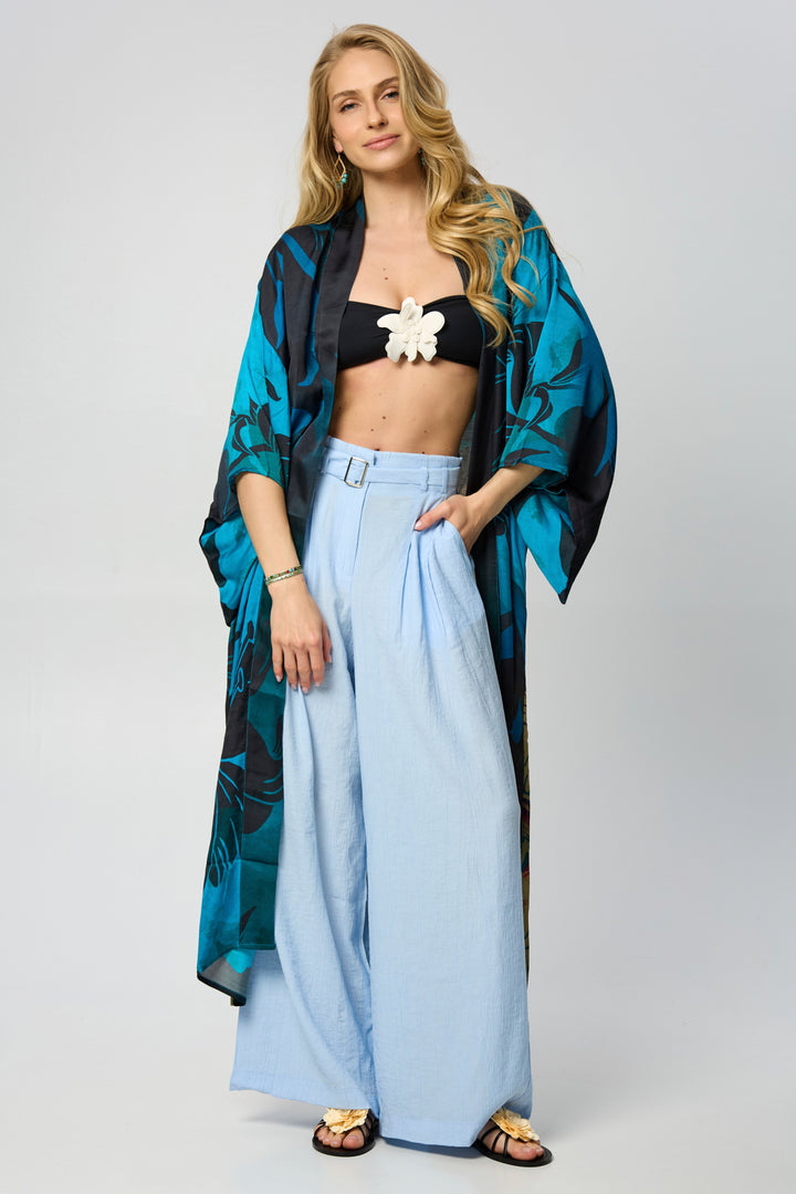 Vibrant Satin Kimono Abstract