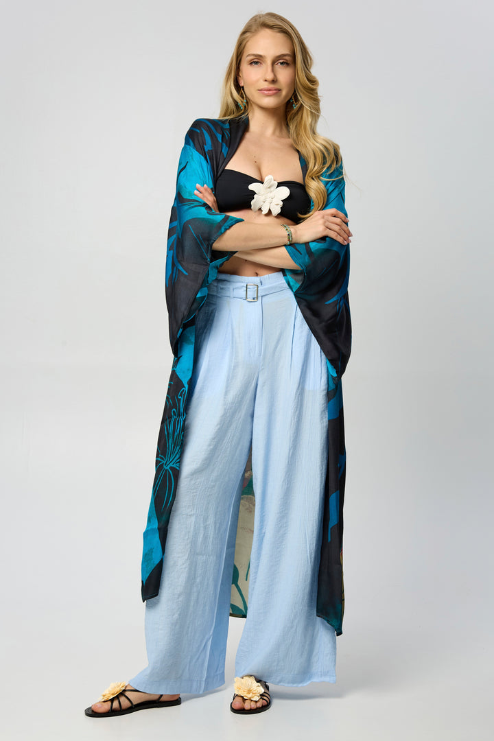 Vibrant Satin Kimono Abstract