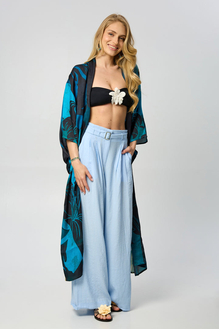 Vibrant Satin Kimono Abstract