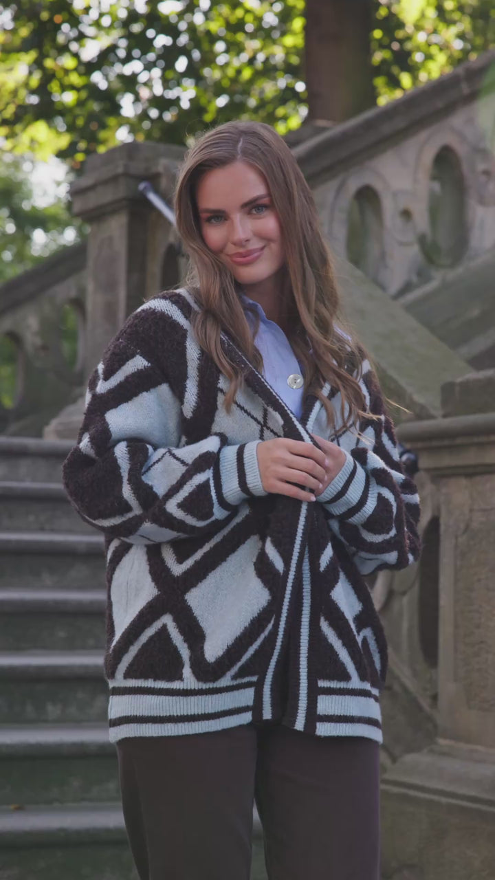 Open Argyle Knit Cardigan