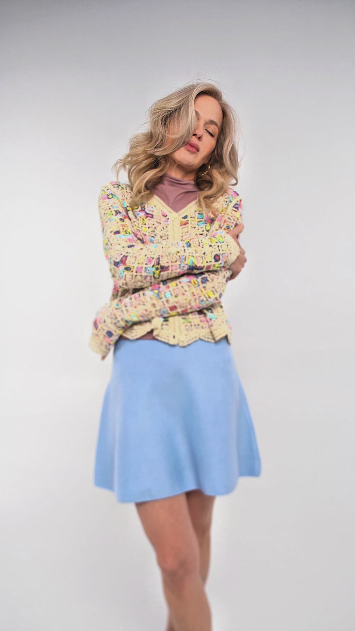 Scalloped Floral Crochet Cardigan