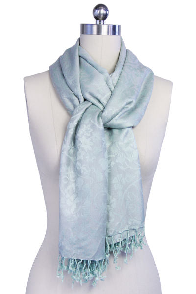Rayon Mint Green/Charcoal Black Scarf Set of 2