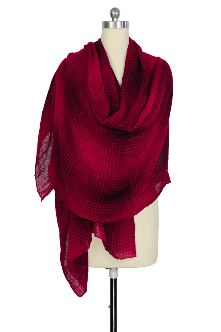 Two Toned Faded Plaid Scarf