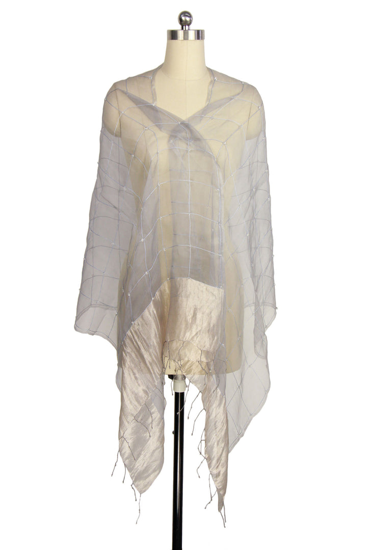Embroidered Silk Fringed Scarf