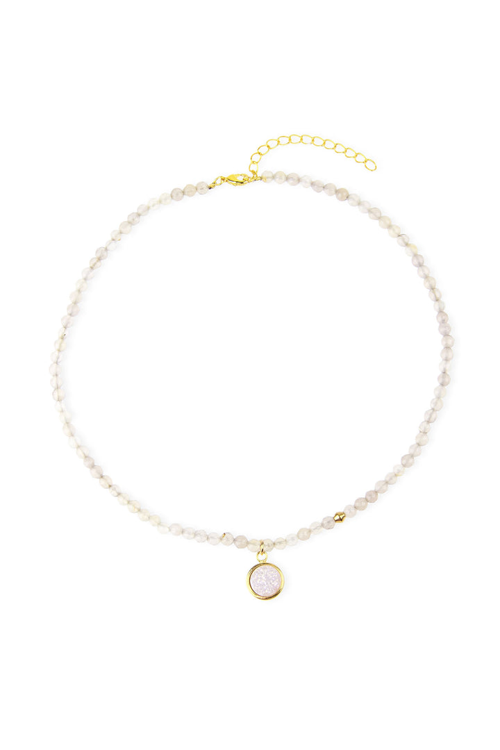 Beaded Necklace with Druzy Pendant
