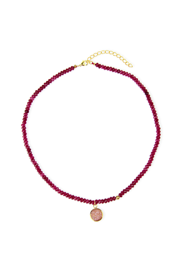 Beaded Necklace with Druzy Pendant