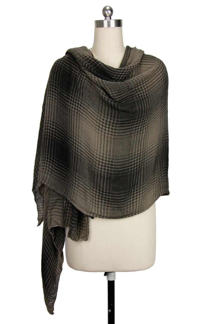 Two Toned Faded Plaid Scarf