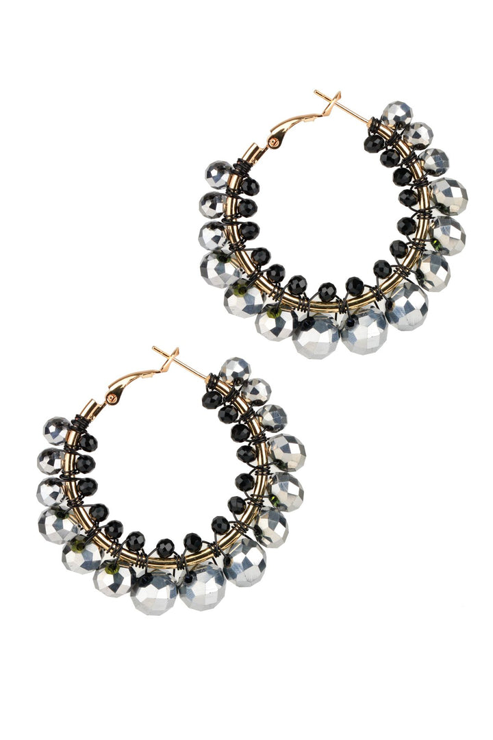Cluster Beaded Shaam Hoop Earring Grey