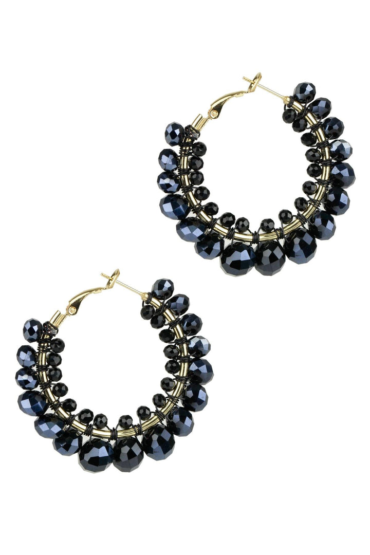Cluster Beaded Shaam Hoop Earring Blue