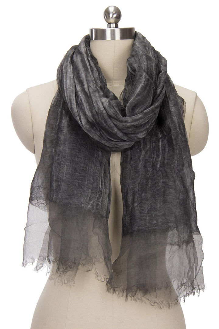 Diaphanous Textured Wrap Silk Scarf