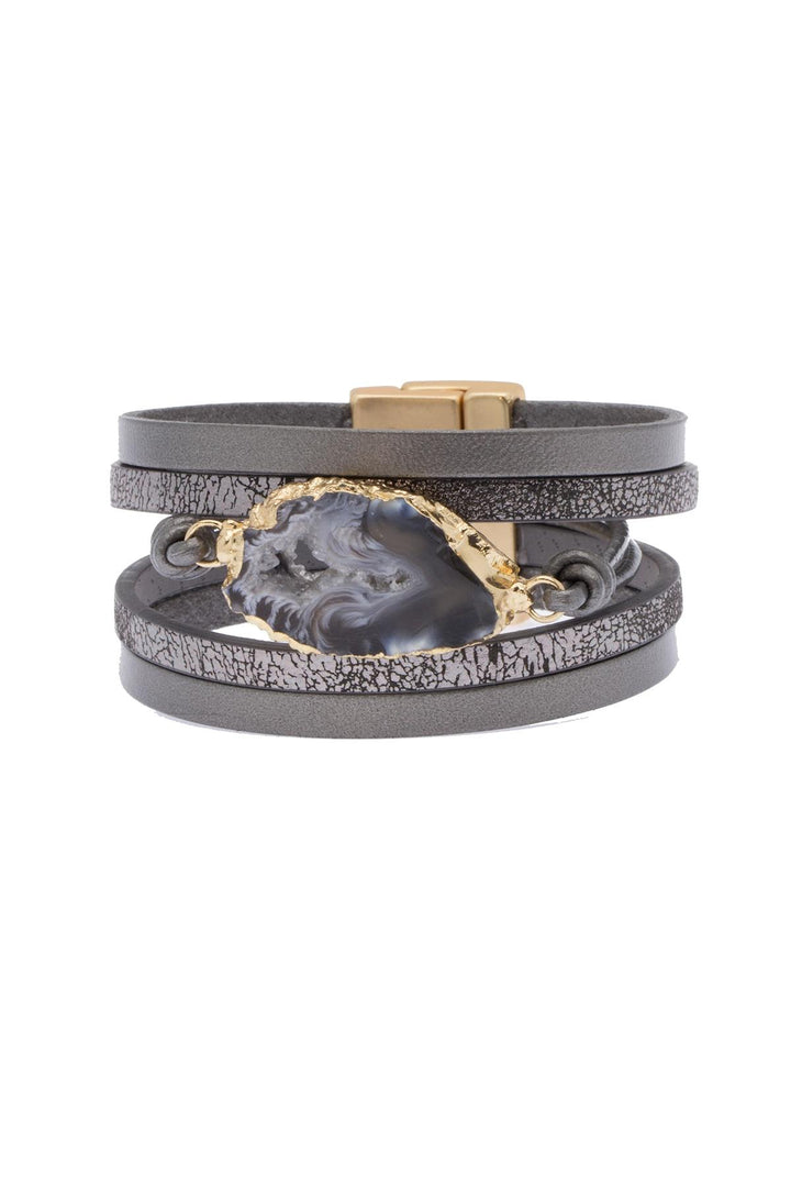 Morning Leather Stone Bracelet