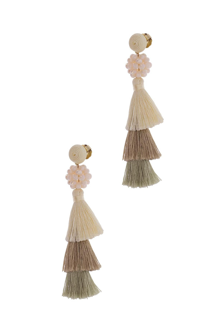 Tara Tassel Earring Cream