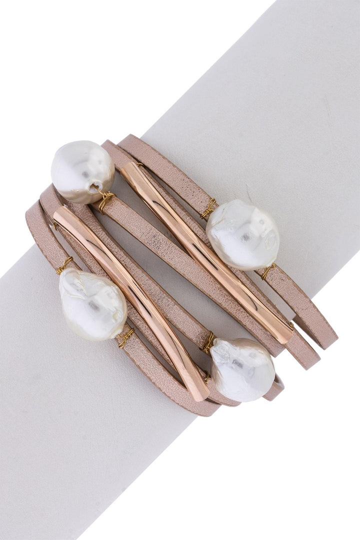 Achai Pearl Leather Bracelet