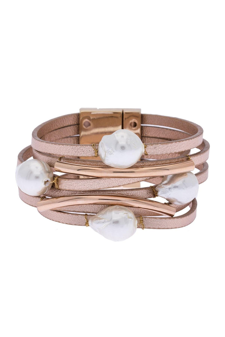Achai Pearl Leather Bracelet