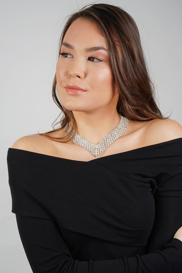 V Neck Crystal Necklace