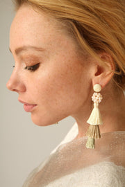 Tara Tassel Earring Cream