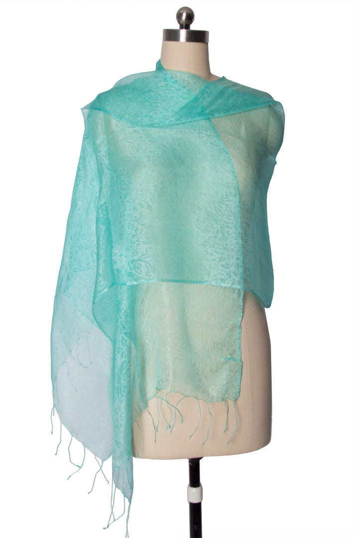 Sea Foam Sheer Scarf with Fringe