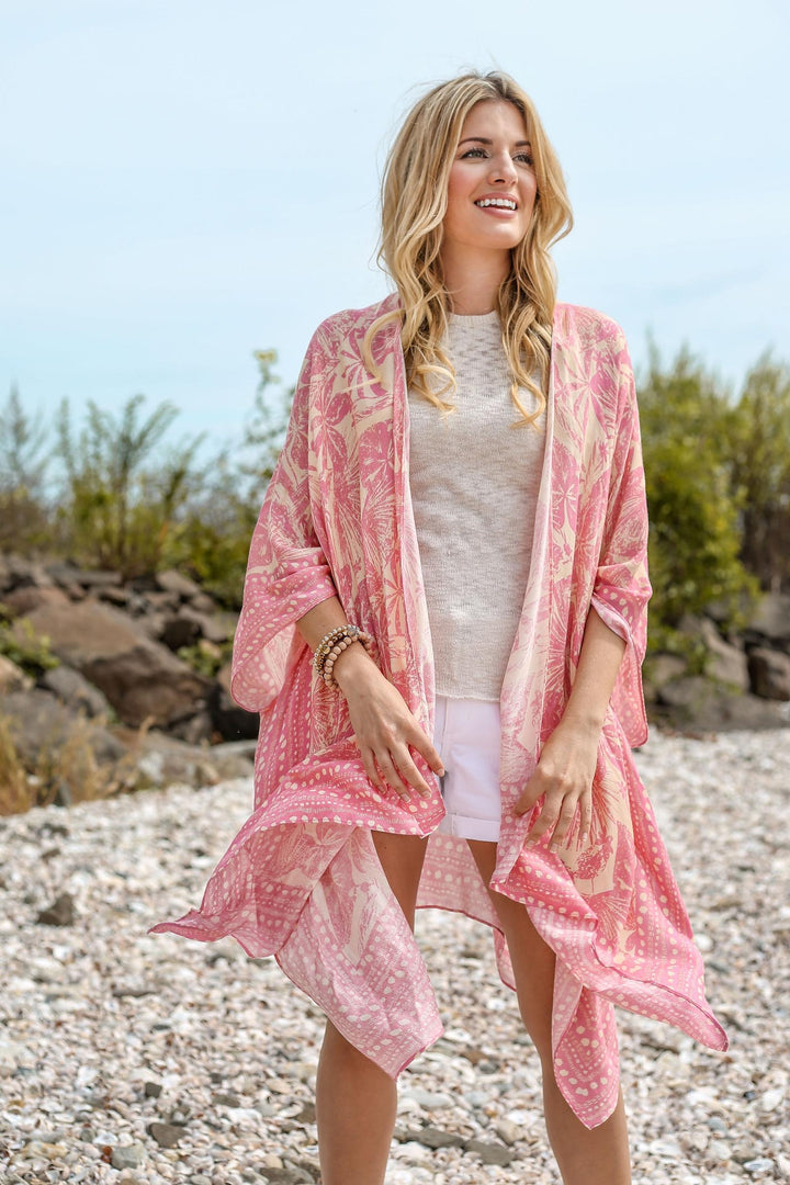 Woodblock Kimono Peach