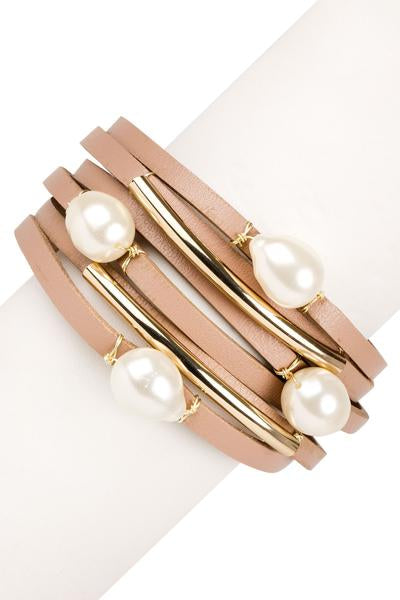 Achai Pearl Leather Bracelet