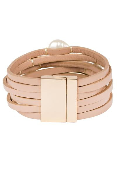 Achai Pearl Leather Bracelet