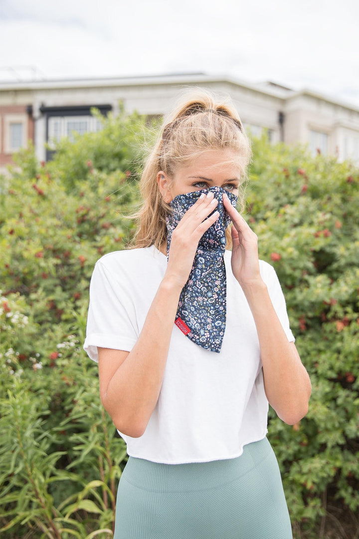 Navy Floral Scough Bandana