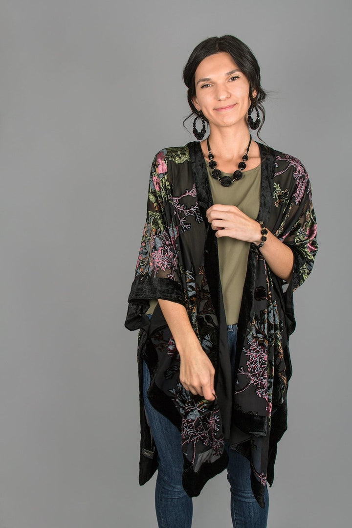 Black Velvet Kimono for Winter