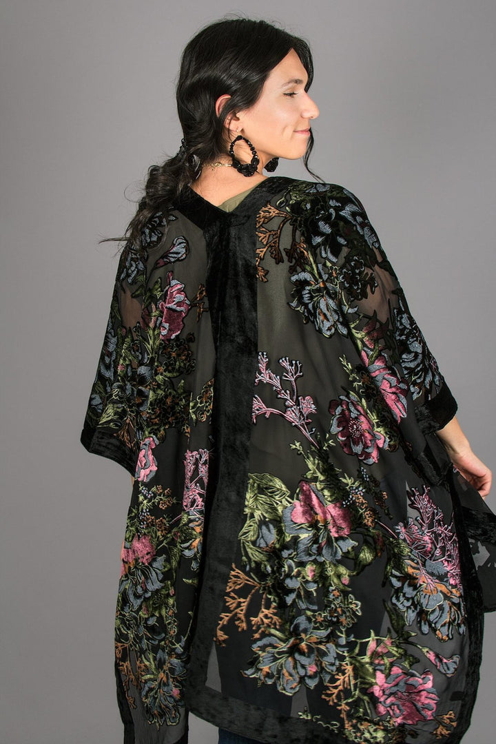 Black Velvet Kimono for Winter