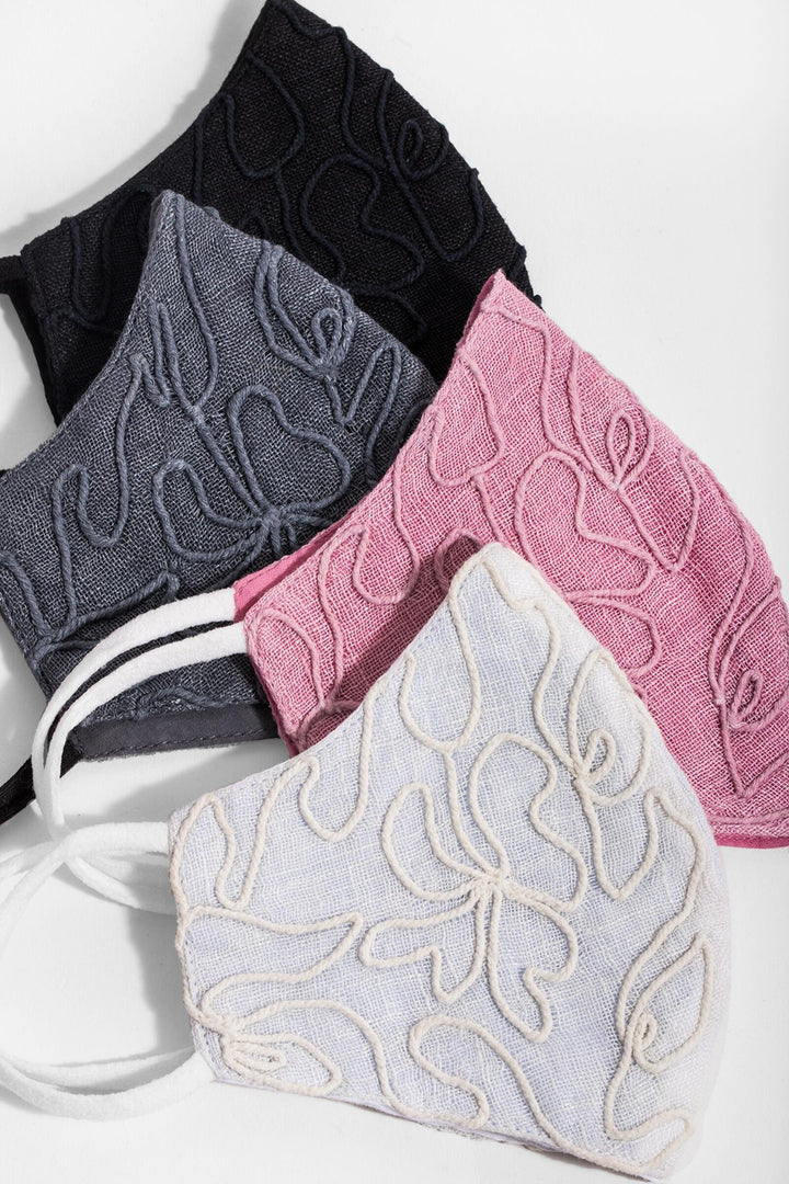 Linen Embroidered Face Mask