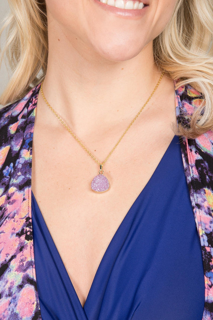 Oval Pendant Druzy Necklace