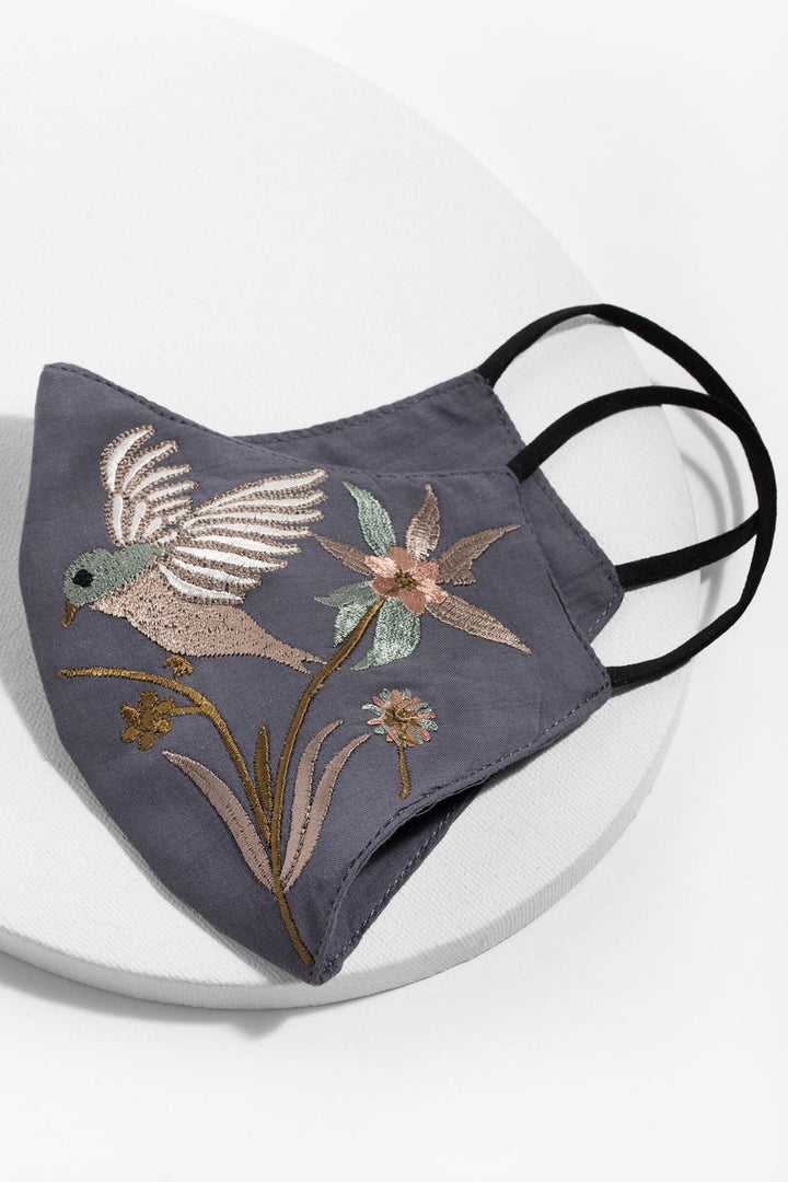 Hummingbird Hand-Embroidered Face Mask